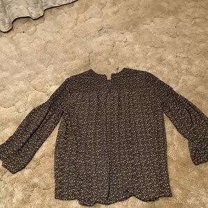 Michael Kors Black and Gold Floral Blouse